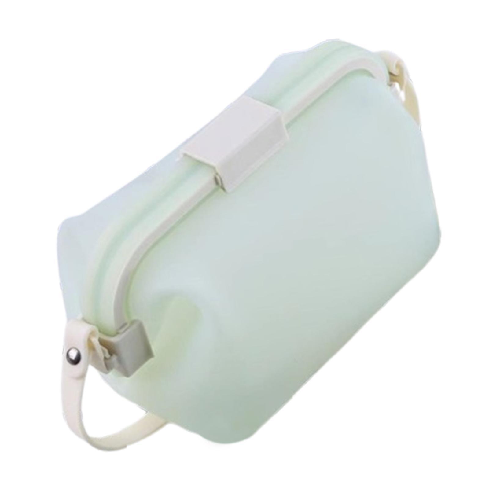 Magideal - Fiambrera De Silicona Tipo Bento, Organizador Multifuncional, Bolsa De Viaje, Bolsa De Maquillaje Para Acampar Al Aire Libre, Escuela, Cocina, Mochile Verde Claro