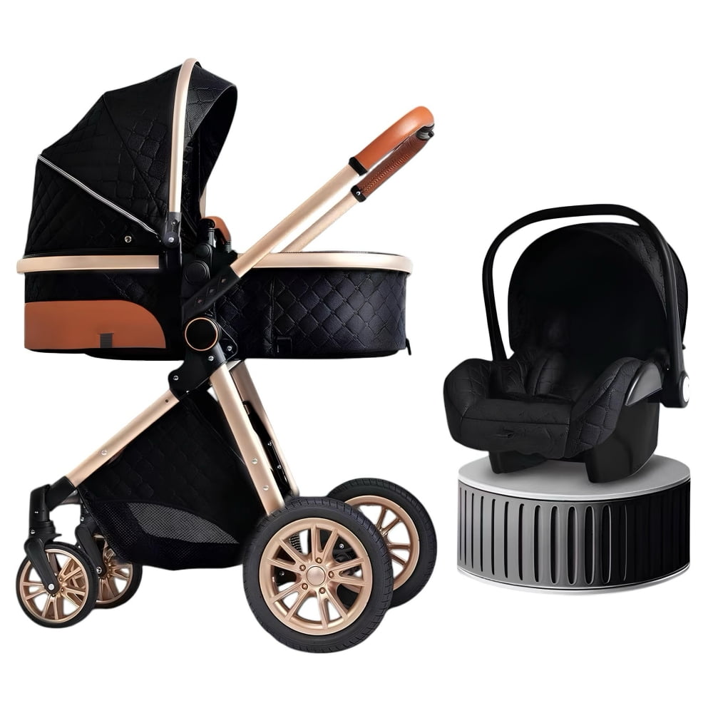Coche Cuna Con Silla Nido Y Accesorios Lubabycas Negro