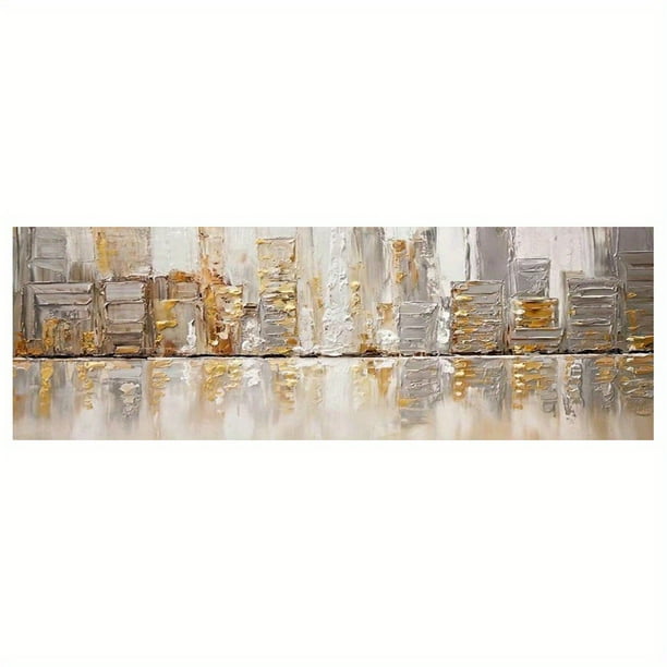 1pc, Frameless, Abstract Art New City View Wall Poster, Wall Canvas, Canvas Painting, Home Decor, 15.7*47.2in/40cm*120cm