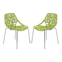 Silla De Comedor Leisuremod Asbury Modern, Juego De 2 Unidades, Color Verde