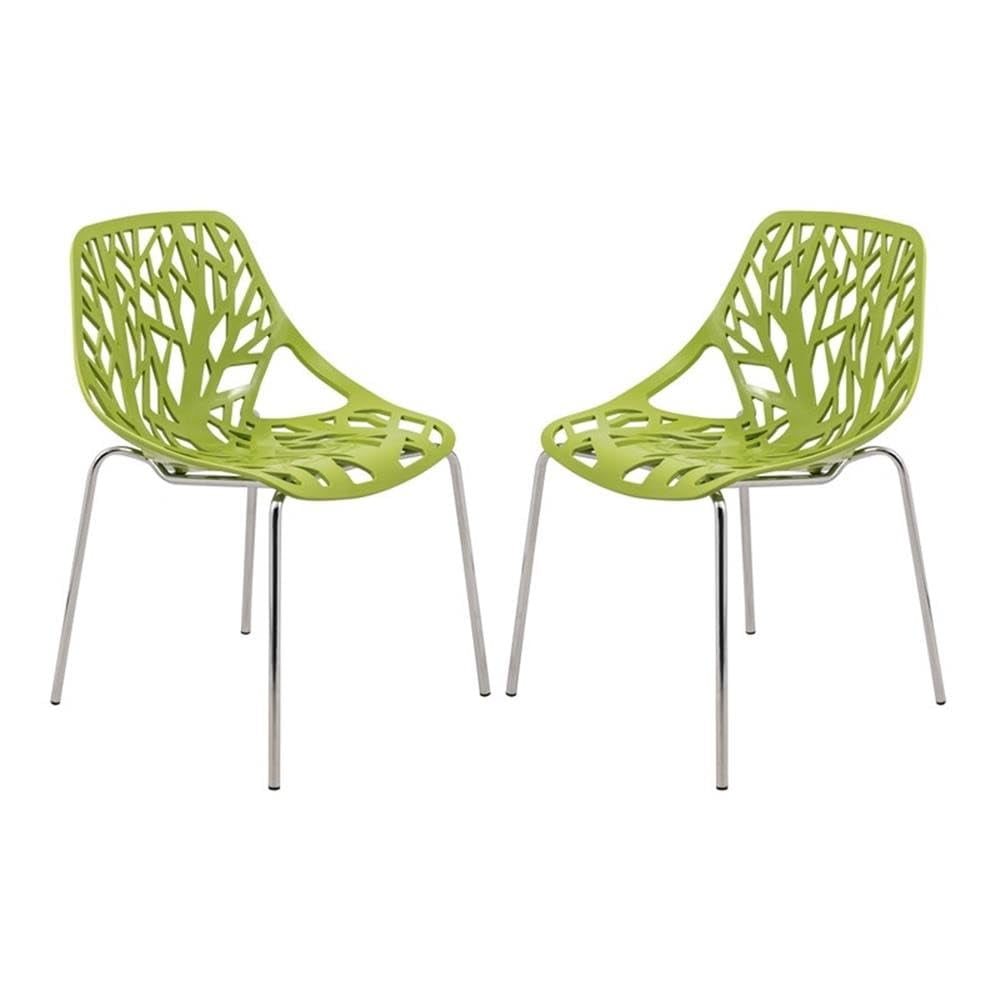 Silla De Comedor Leisuremod Asbury Modern, Juego De 2 Unidades, Color Verde