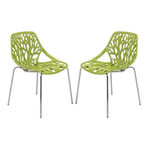 Silla De Comedor Leisuremod Asbury Modern, Juego De 2 Unidades, Color Verde