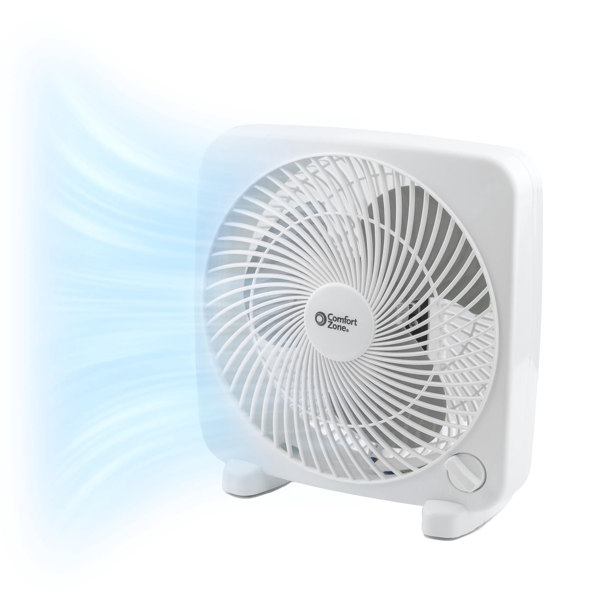 Ventilador De Caja Comfort Zone Cz9bwt, 23 Cm, Portátil, Eléctrico, 3 Velocidades