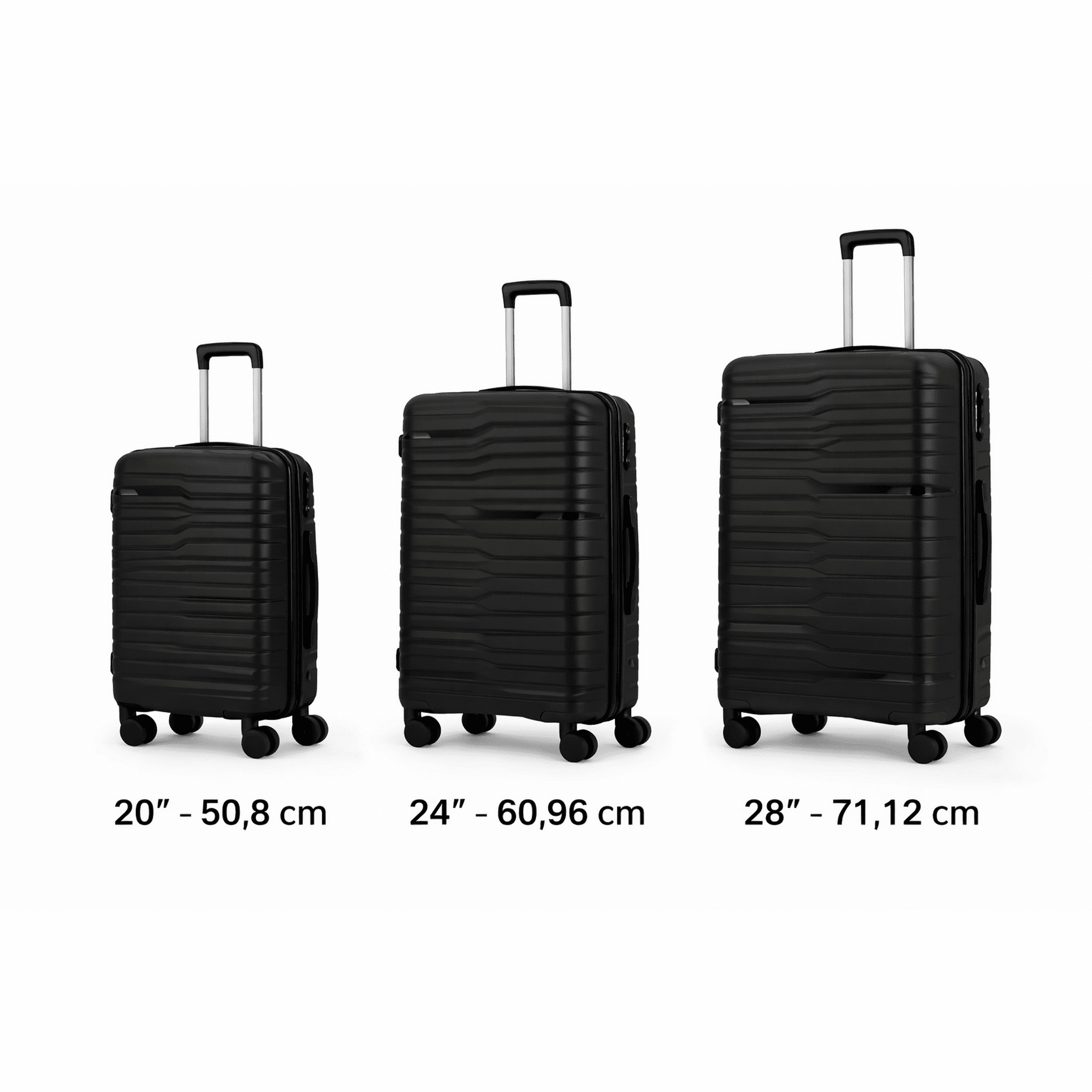 Space Home - Juego De Maletas Pp Alta Resistencia Reforzadas Negra 20-24-28”