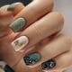 thumbnail image 1 of 24pcs Glossy Leopard Print Press On Nails with Golden Foil - Short Square Fake Nails for Women and Girls, 1 of 2