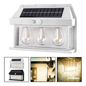 Genérico - 6 Farol Solar Aplique Pared 3 Ampolletas Led Sensor L Cálido