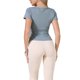 thumbnail image 3 of Tops de entrenamiento elásticos para mujeres de manga corta Camisetas atléticas de gimnasio para correr Cuello redondo Camisetas de secado rápido L Gris Azul, 3 of 6