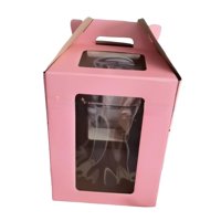 Magideal - Caja Alta Para Tartas, Almacenamiento Portátil De Alimentos, Caja Multiusos Para Tartas Con Ventana Para Aniversario, Fiestas Y Bodas , Rosa Rosa 30Cmx30Cmx35Cm