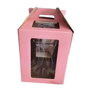 Magideal - Caja Alta Para Tartas, Almacenamiento Portátil De Alimentos, Caja Multiusos Para Tartas Con Ventana Para Aniversario, Fiestas Y Bodas , Rosa Rosa 30Cmx30Cmx35Cm