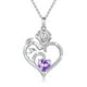 thumbnail image 1 of Collar HESHPAWS 925 Sterling Silver Birthstone Rose Flower Heart Pendant 18+2", 1 of 7