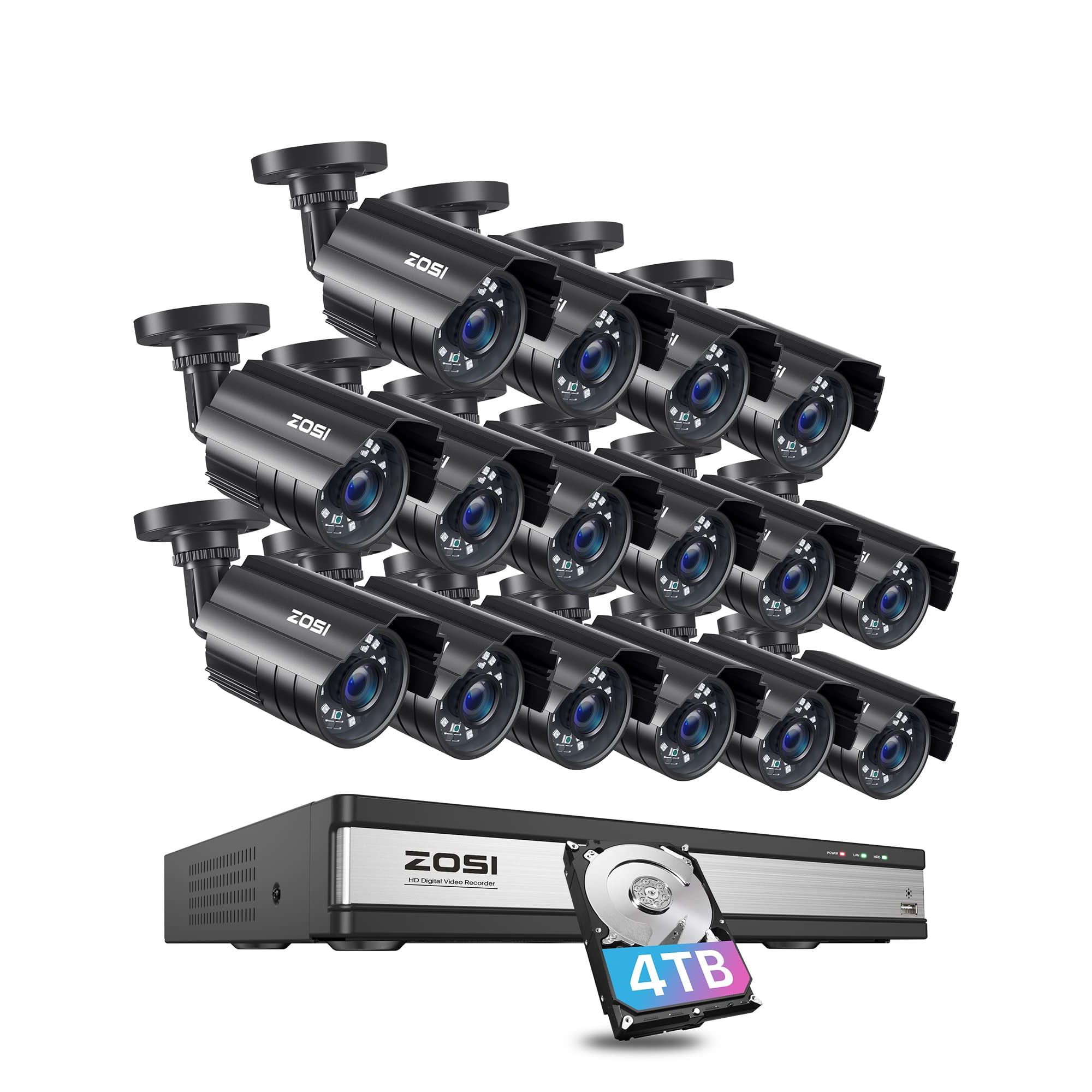 Sistema De Cámara De Seguridad Zosi 3k Lite 16ch Con Disco Duro De 4 Tb 16 1080p