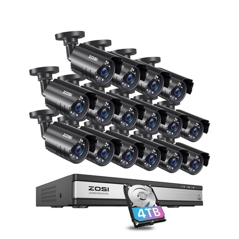Sistema De Cámara De Seguridad Zosi 3K Lite 16Ch Con Disco Duro De 4 Tb 16 1080P