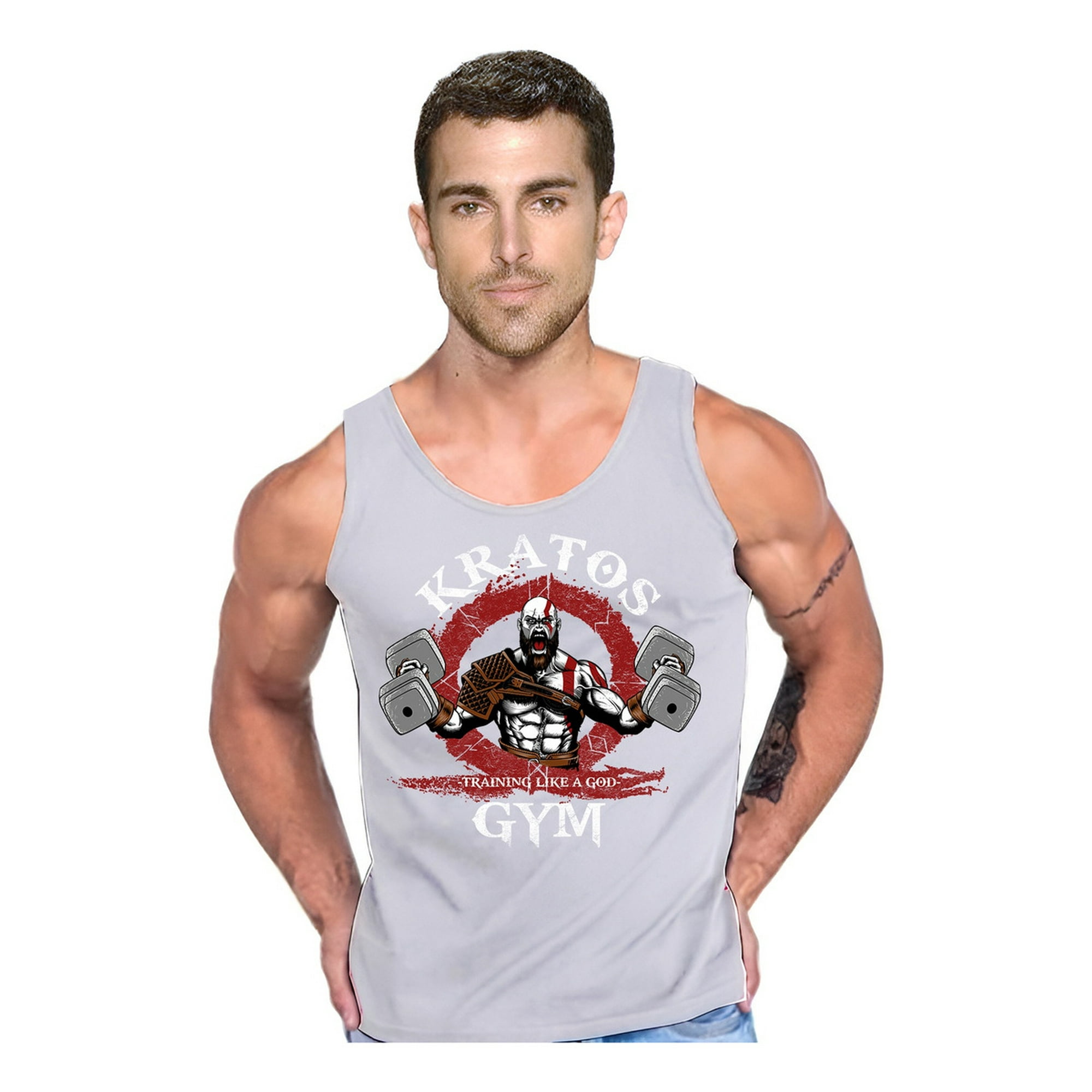 Persodesign - Polera Kratos Gym Musculosa Tank Algodon Talla L Gris Hombre