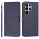 thumbnail image 2 of Funda de Cuero Tipo Billetera para Samsung Galaxy S26 Ultra 5G de 6.9", con Tarjetero, Pulsera, Soporte a Prueba de Golpes con Relieve de Patrón Feliz, Azul, para Galaxy S26 Ultra 5G, 2 of 8