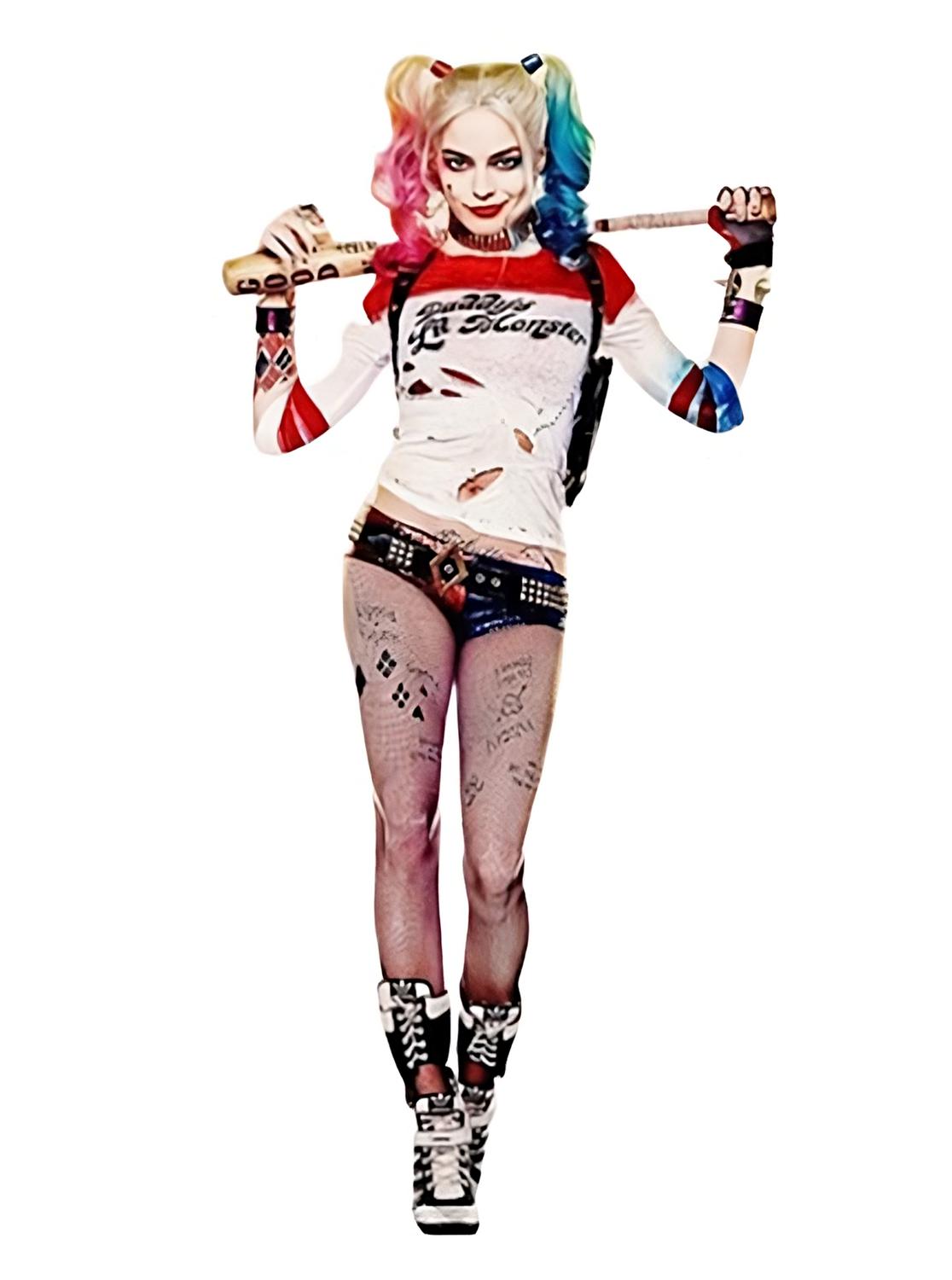 Genérica - Tatoo Harley Quinn - Cosplay - Disfraz - Versión 2 - Grande Blanco M