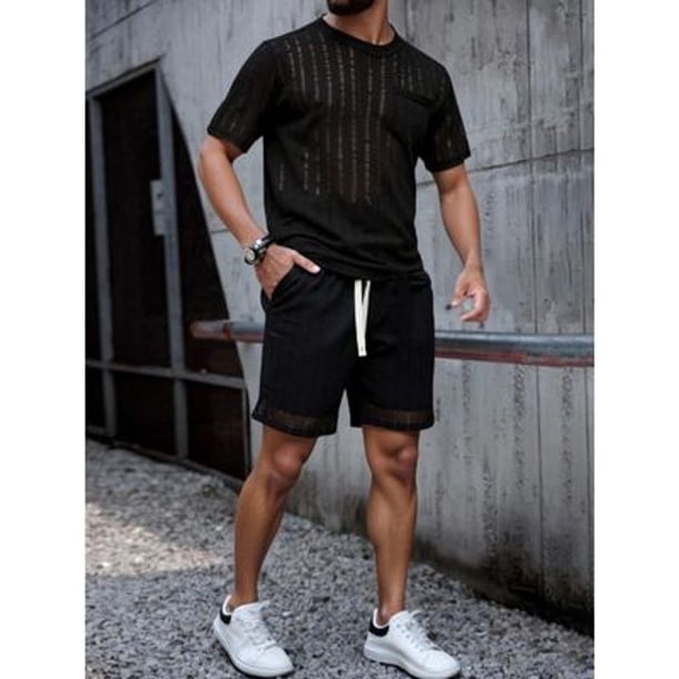 Conjunto Hombre Short y Polera Texturado Tendencia Urbana 0261