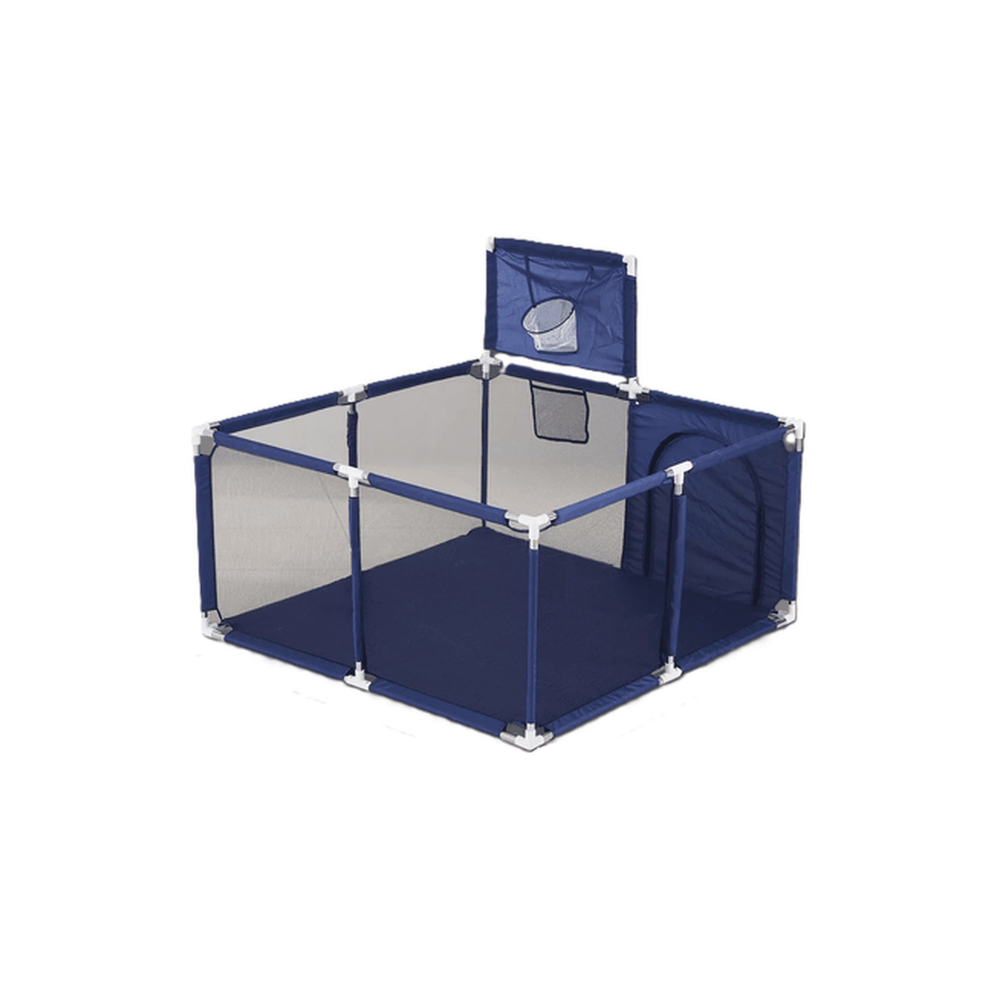 Genérico - Corral De Seguridad Para Niños Cuadrado Con Aro De Basket, Azul
