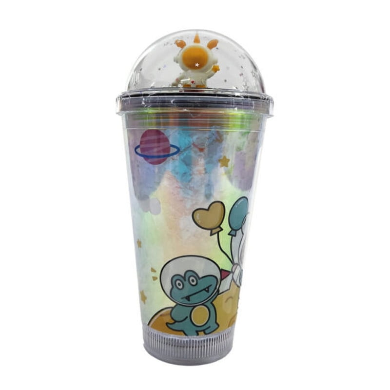 Genérico - Vaso Acrílico Doble Pared Popote Astronauta Portatil Rondon