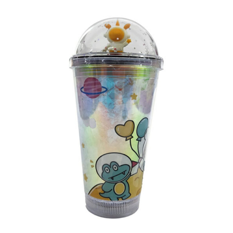 Genérico - Vaso Acrílico Doble Pared Popote Astronauta Portatil Rondon