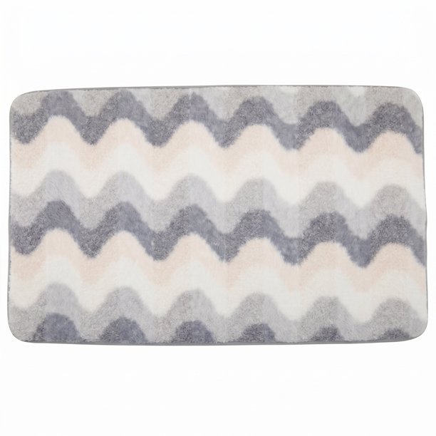 Alfombra de baño absorbente antideslizante lavable a máquina REGALWOVEN, alfombra de baño de felpa para bañera, ducha y lavabo, decoración del hogar gris 24" x 16"