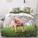thumbnail image 2 of Funda nórdica con estampado de cerdos y fundas de almohada, juego de ropa de cama con cierre de cremallera, diseño único, hipoalergénico, con lindos animales., 2 of 3