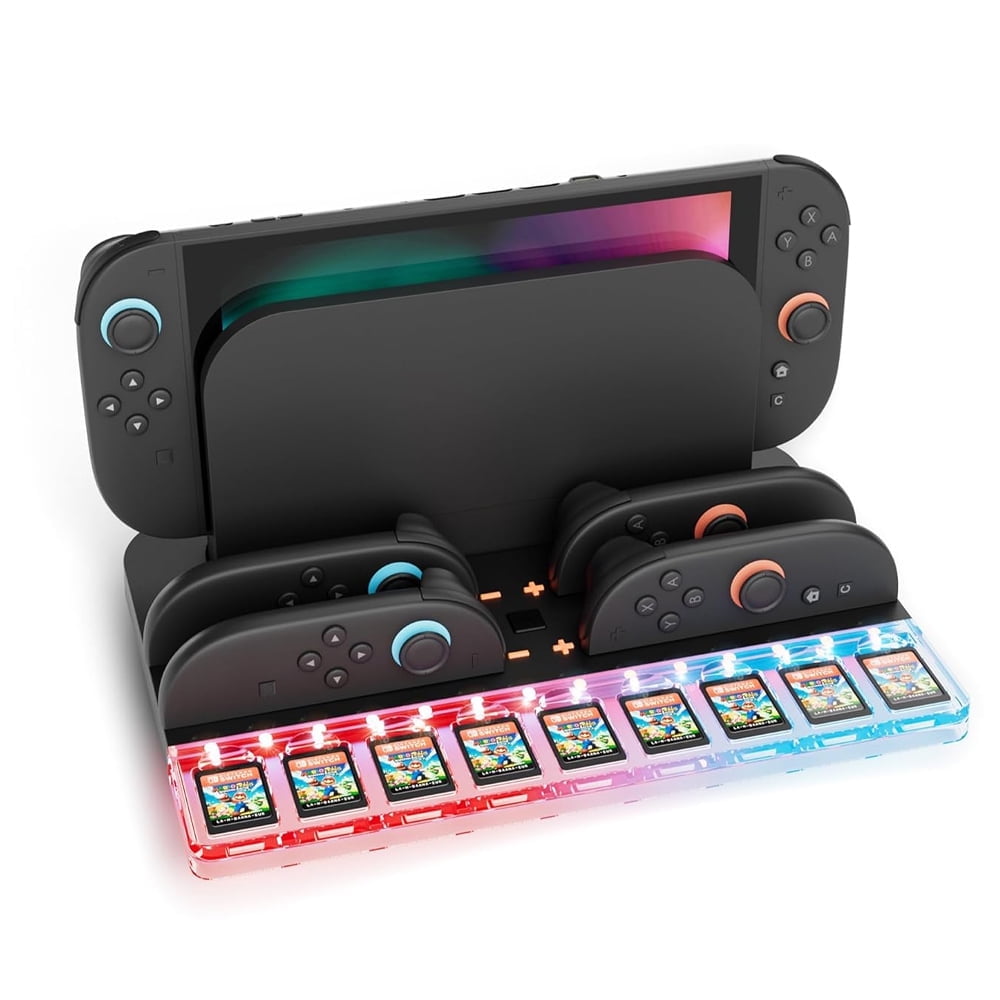 Estación De Carga Aaronmei Para Nintendo Switch 2 Con Luz Ambiental Rgb