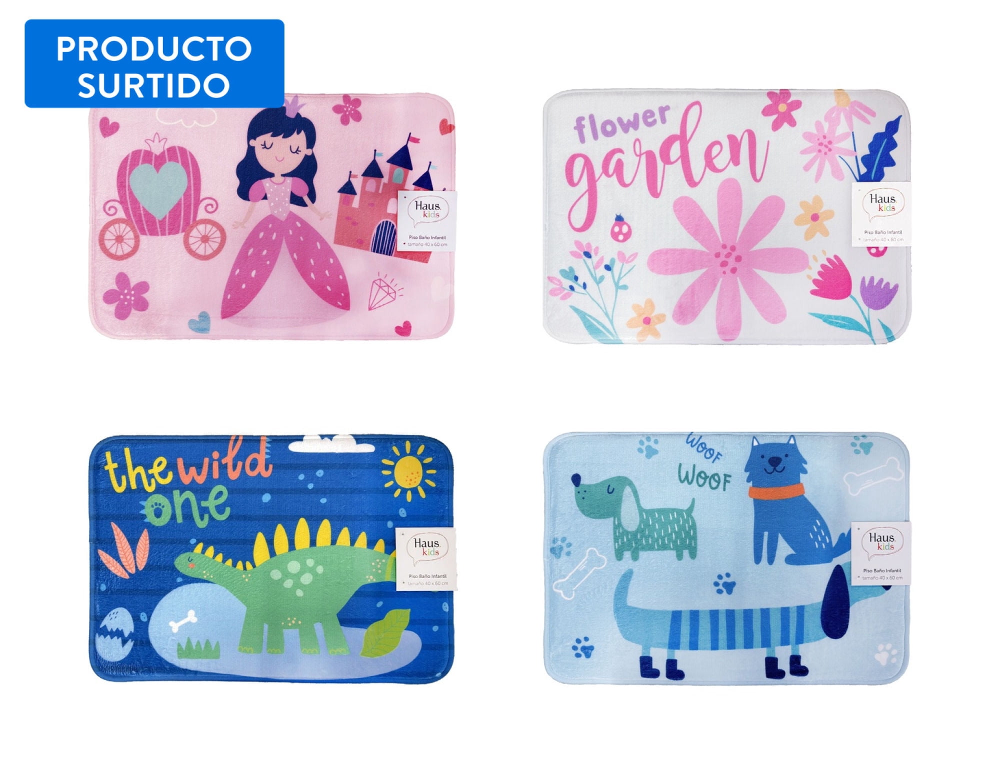Piso Baño Kids 40x60cm 100% Poliester Surtido Haus Kids