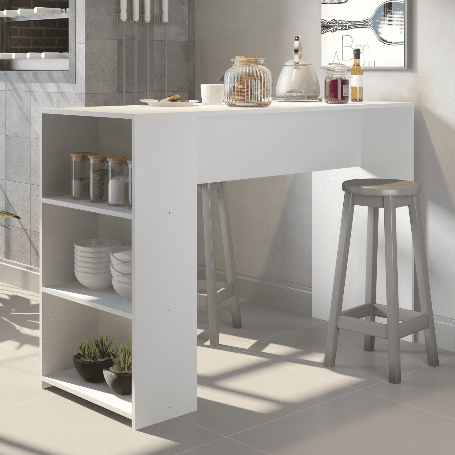 Ex-it - Isla Cocina Estantes Blanca