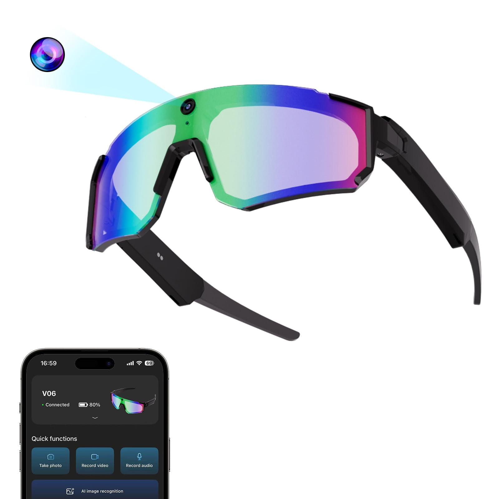 Gafas Inteligentes Zigtik Ai Con Cámara Gafas De Sol Polarizadas 4k