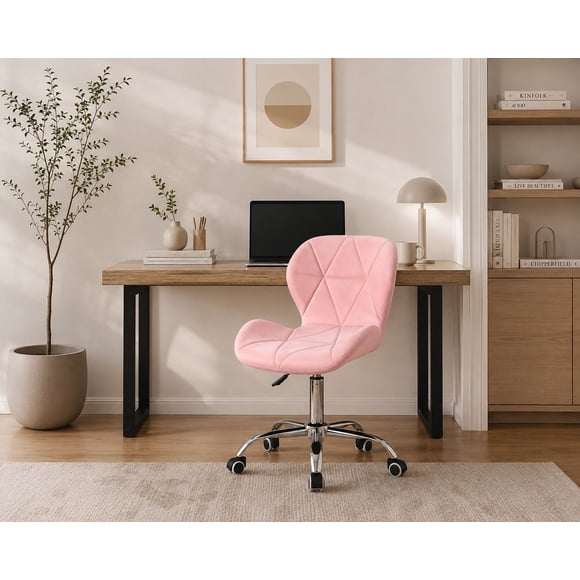 Silla Home Office Rosada Diamond Giratoria con Ruedas