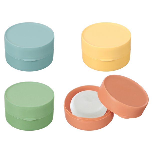Uxcell 4 Piezas Caja de Jabón de Plástico Portátil, Jabón de Viaje con Tapa Sellada a Prueba de Agua y Fugas para Hogar Baño Hotel Ducha Exterior Camping Gimnasios, Amarillo/Rosa/Azul/Verde