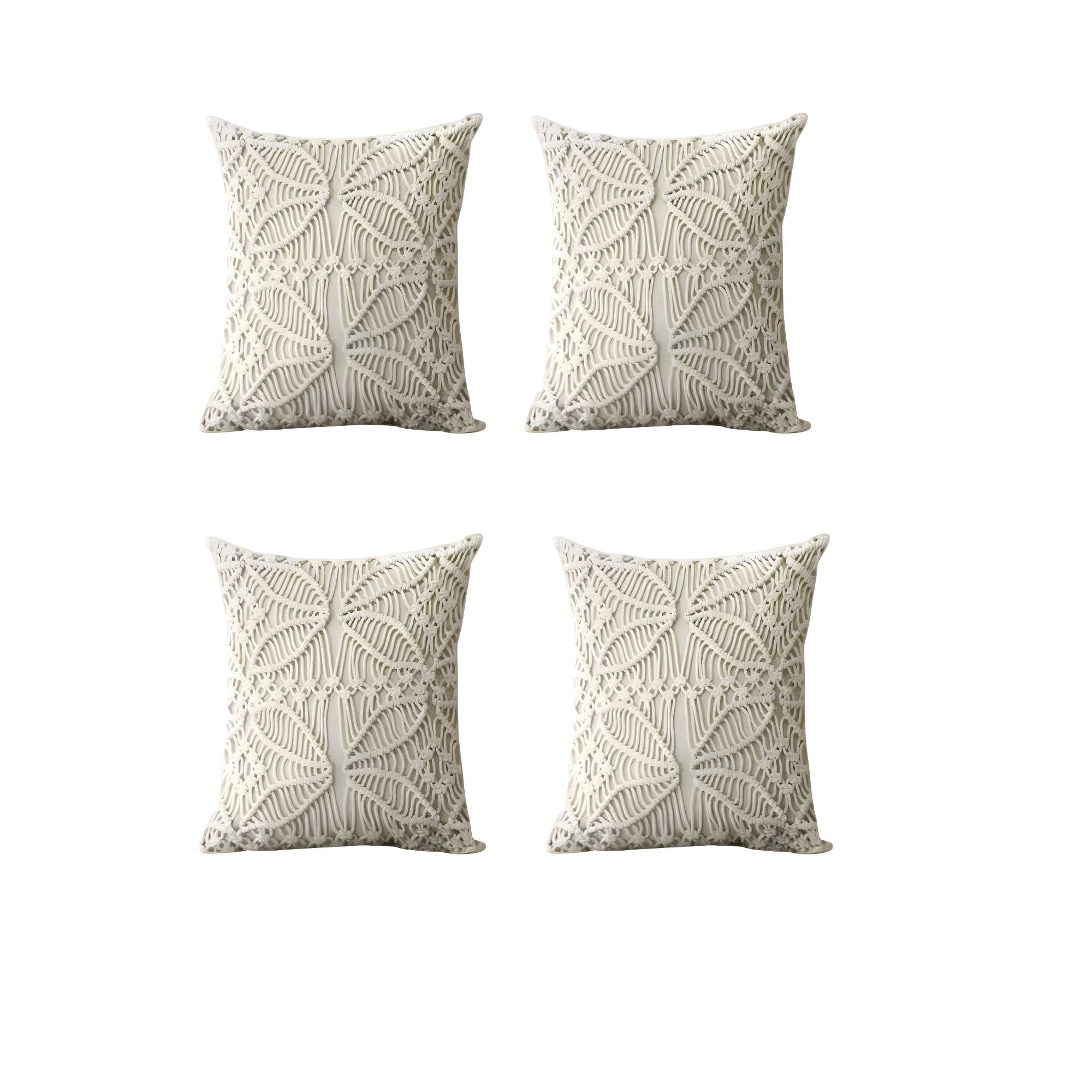 Genérico - Set De 4 Fundas De Cojin Estilo Bohemio 45x45 Cm Blanco 05