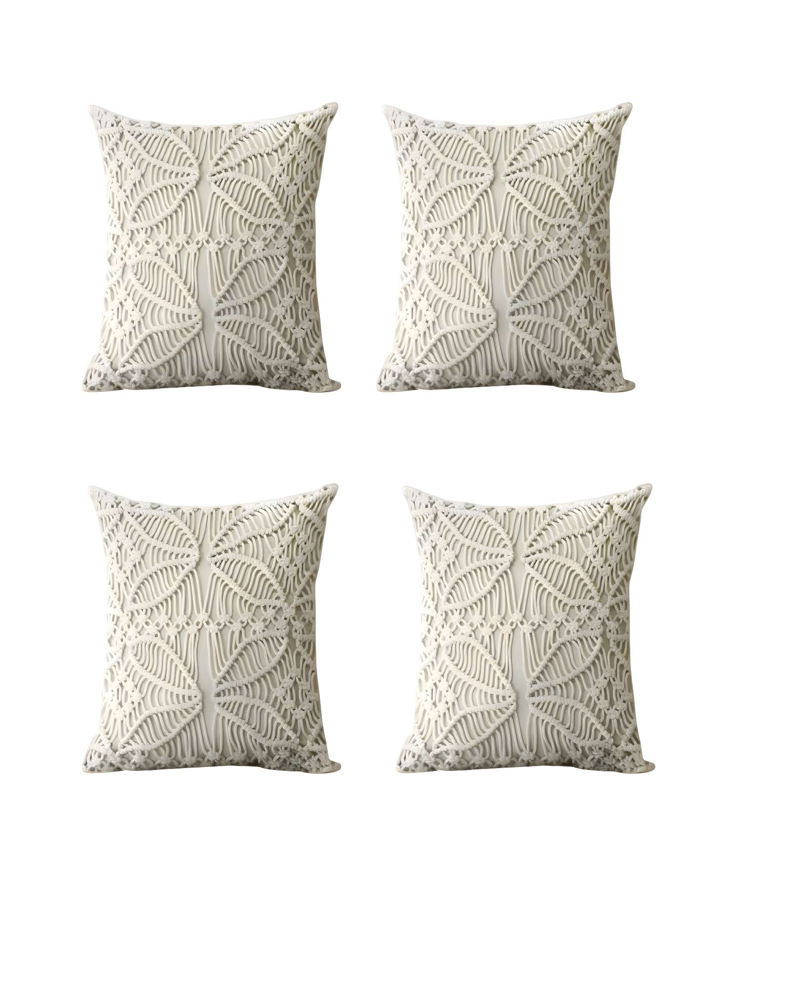 Genérico - Pack De 4 Fundas De Cojin Estilo Bohemio 45X45 Cm Blanco 05