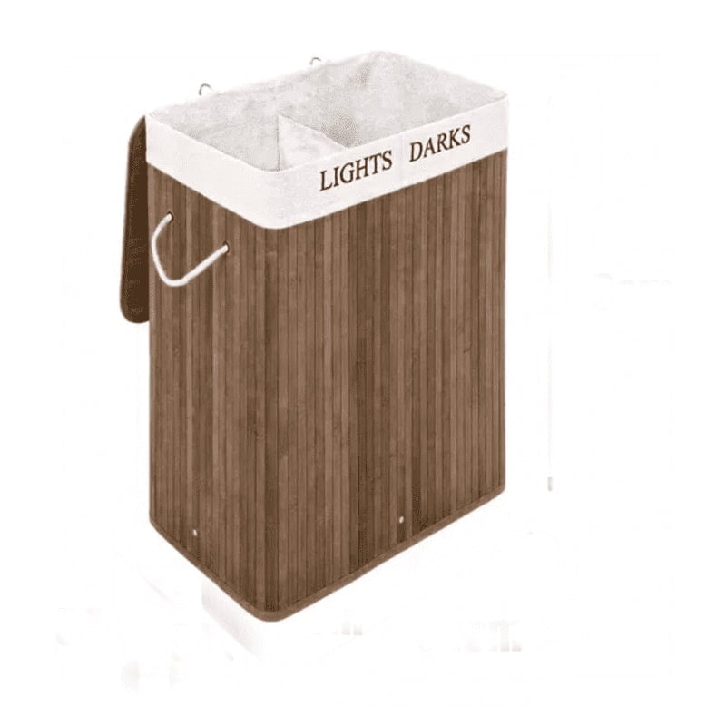 Genérico - Cesto Canasto De Bambu Para Ropa Doble 65cm Grande Con Tapa Oscuro