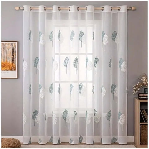 Wyj Hogar - Set De 02 Visillos Bordados Con Argollas 140X230 Cm Mod11