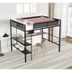 thumbnail image 1 of Metal Full Size Loft Bed with Desk & Shelves/ Sturdy Metal Bed Frame/ Noise-free Wood Slats/ Comfortable Textilene Guardrail/ Built-in Desk, 2-tier Shelves & Grid Panel/ 2 Side Ladders, 1 of 3