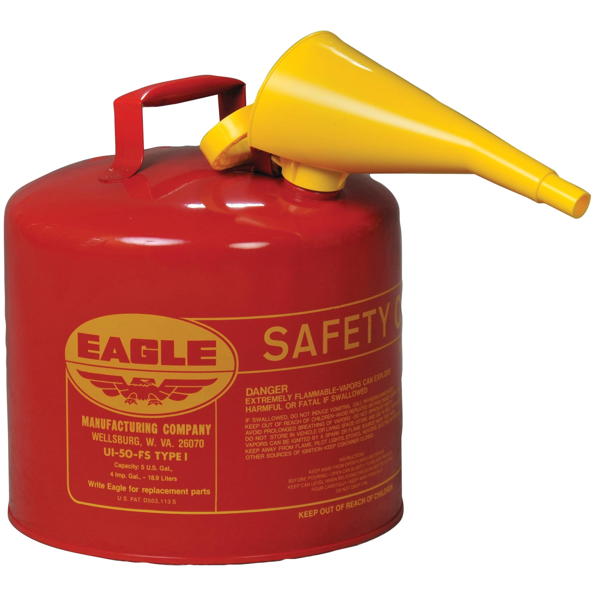 Bidón De Gasolina Eagle Type I Red Safety 19l Para Gasolina De Acero Galvanizado