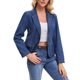 thumbnail image 4 of CHAQUETA DE MEZCLILLA PARA MUJER INSPIRE CHIC Cuello con Solapa de Muesca Manga Larga Botón Ligero Ajustado Blazer de Mezclilla XL Azul Oscuro, 4 of 6