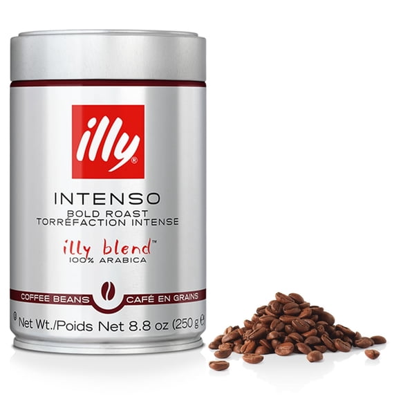 Café illy Intenso, grano entero, tostado oscuro, 250 ml, 100% arábica
