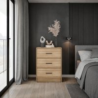 Tuhome - Comoda 3 Cajones Clay 67,6X62,8X35,3 Cm Fresno Y Wengue