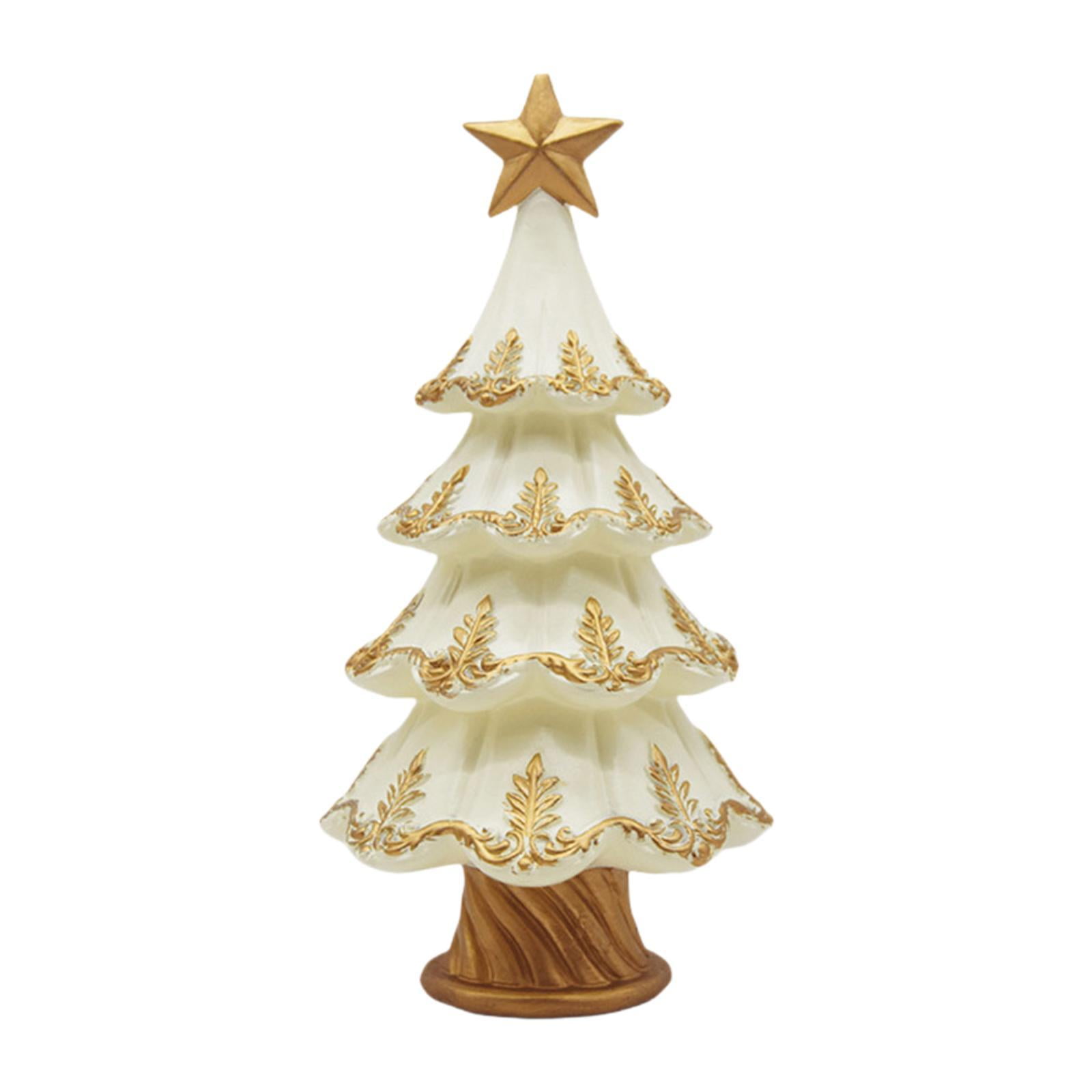 Magideal - Árbol Decorativo Figuras De Navidad Decoración De Mesa Escultura Creativa En Resina Con Detalles Coleccionables Adecuado Para Fiestas Navideñas Hogar Blanco