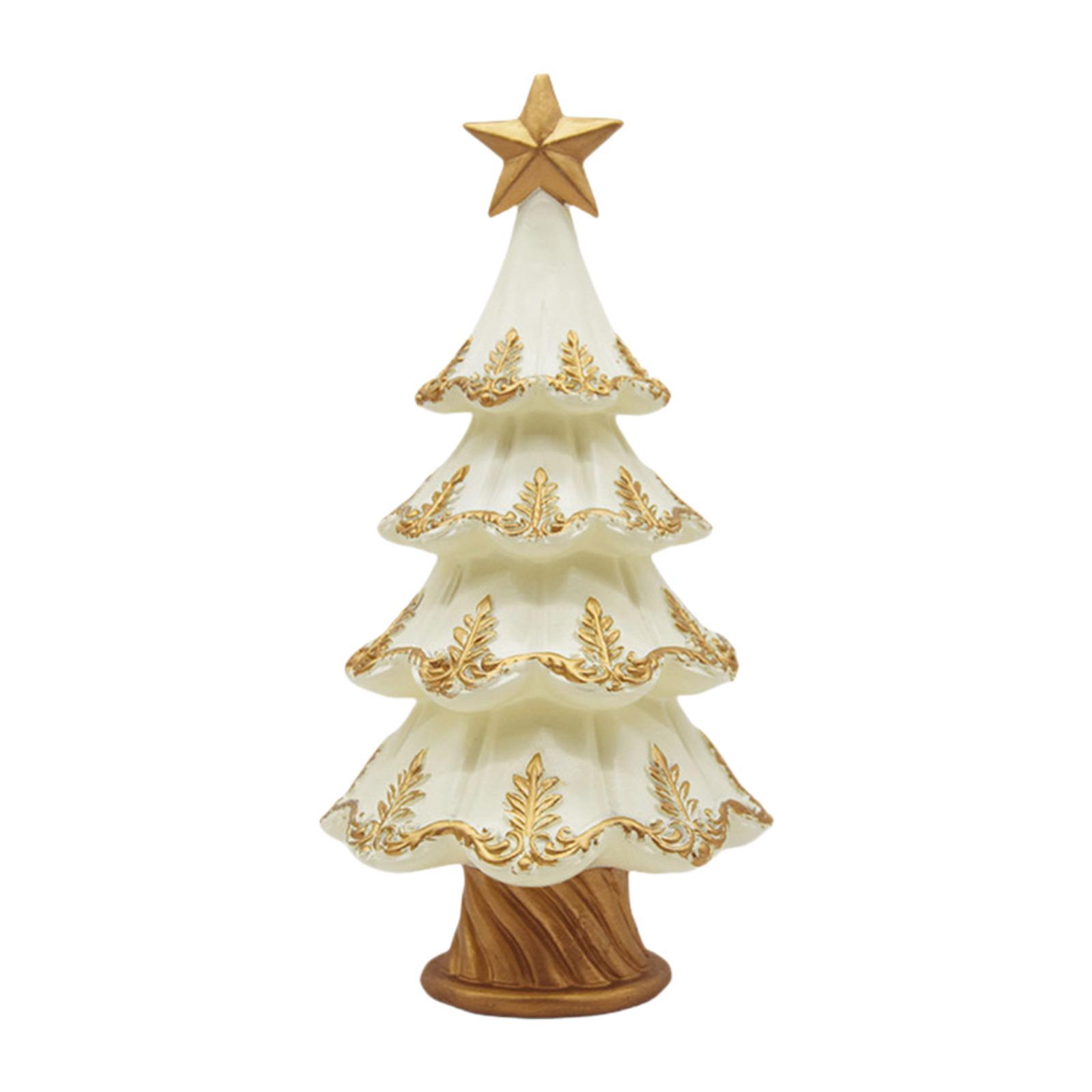 Magideal - Árbol Decorativo Figuras De Navidad Decoración De Mesa Escultura Creativa En Resina Con Detalles Coleccionables Adecuado Para Fiestas Navideñas Hogar Blanco
