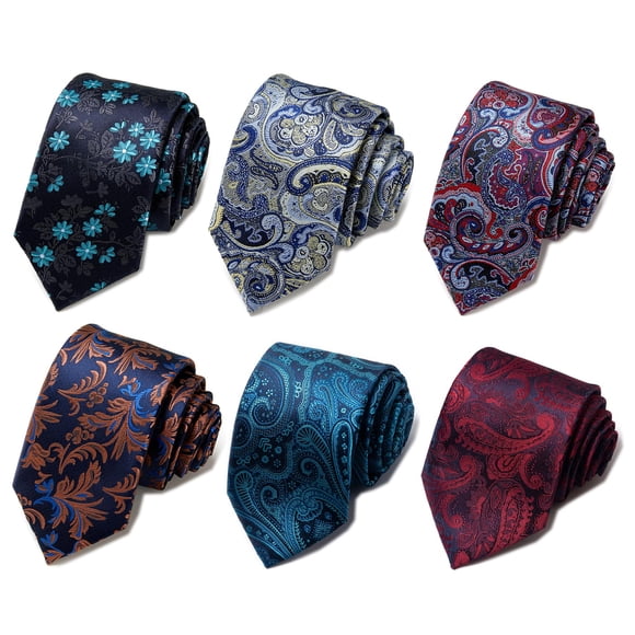 Set de 6 corbatas Passabin Rojo, Marrón, Gris, Azul, Verde y Paisley