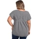 thumbnail image 5 of GRACE & GRANDEUR Blusas de Mujer Tallas Grandes con Rayas Verticales Cuello en V Manga Corta Hombro Caído Talla 2X Negro, 5 of 7