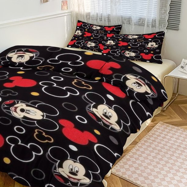 Mickey Print Bedding Set Pattern Duvet Cove Set 3 Pieces 1 Quilt Cover And 2 Pillowcases for Women Men Teens
