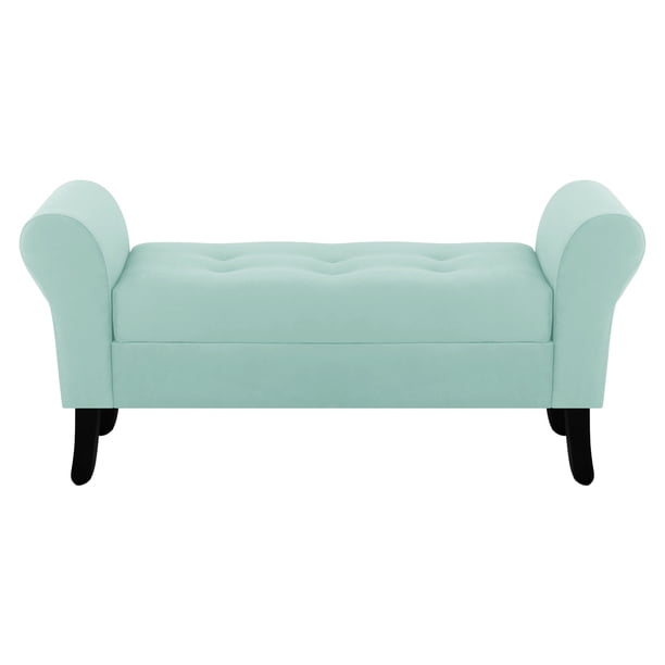 Banqueta Baul Lua 2c Felpa 20 Verde Agua