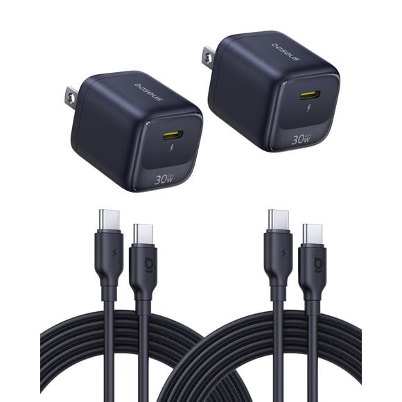 Cargador Baseus USB C de 30 W con 2 cables USB-C para iPhone y Galaxy