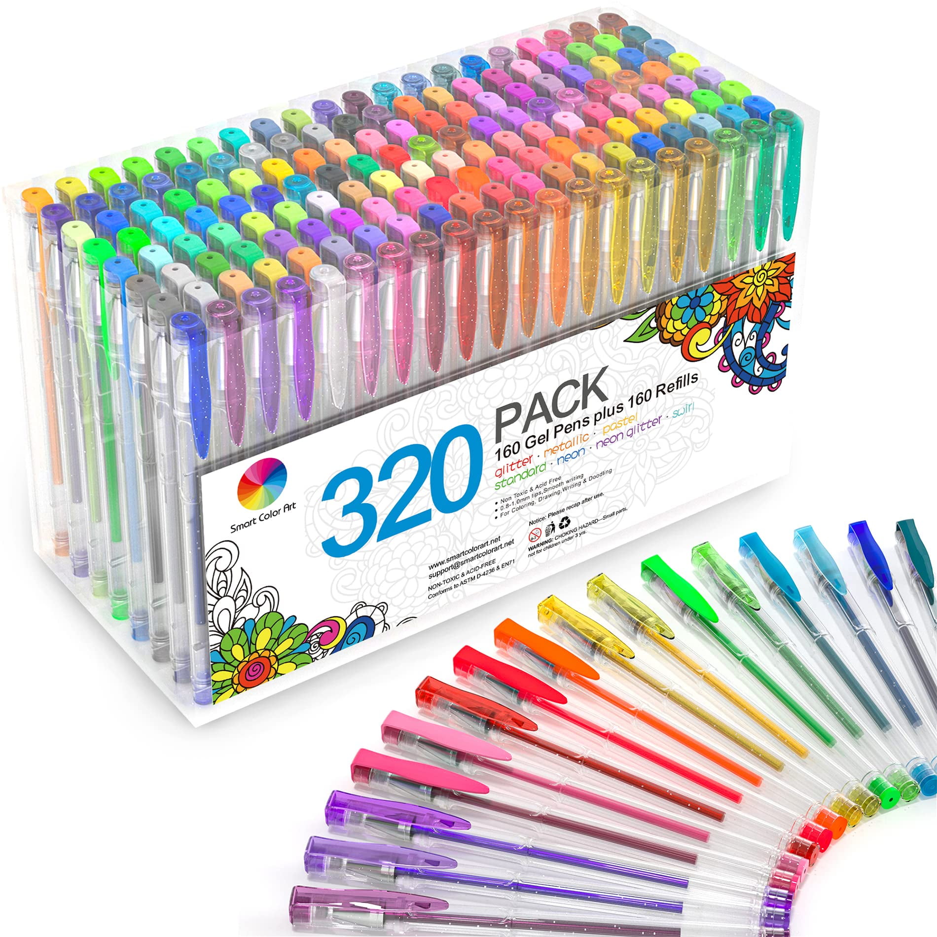 Set De Bolígrafos De Gel Smart Color Art 320, 160 Colores Con 160 Recambios