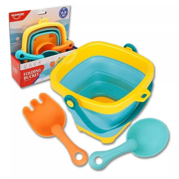 JUEGO DE PLAYA BALDE PLEGABLE SILICONA CON ACCESORIOS