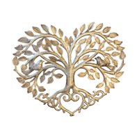 Bothyi - Decoración De Pared De Metal Con Forma De Árbol Y Pájaros, Decoración Moderna Con Forma De Corazón Para Patio Trasero, Puerta De Entrada, Color Dorado
